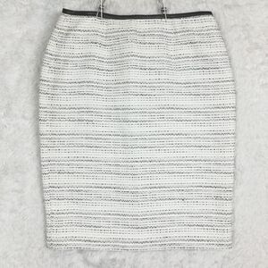 Calvin Klein Womens Skirt‎ Straight Basket Weave White Black Faux Leather 8 New